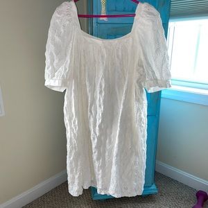 Anthropologie white dress with square neckline